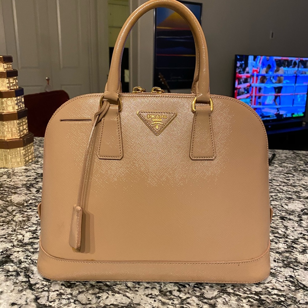 Prada saffiano nude bag